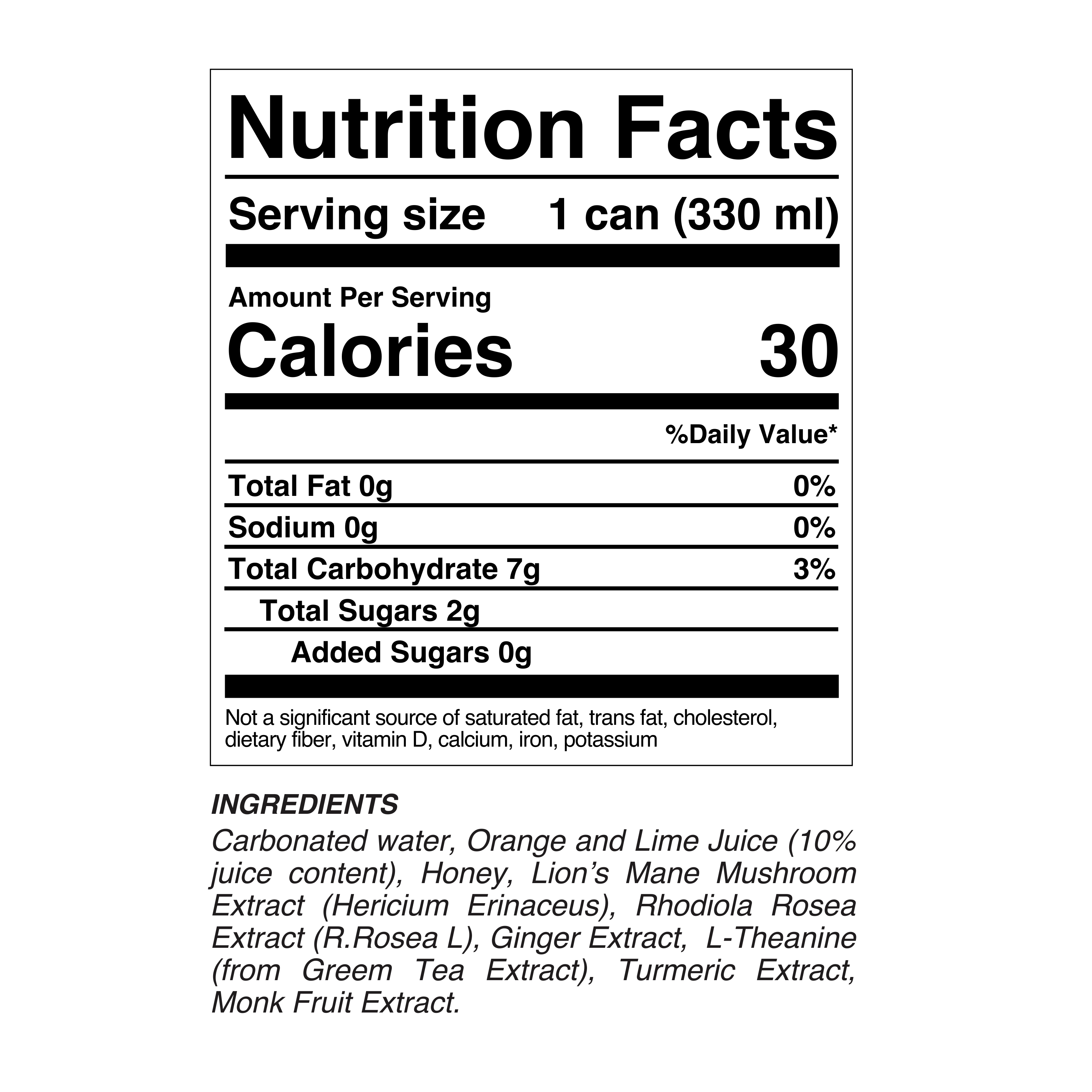 "Focus Fuel" Sparkling Beverage (Citrus+Ginger)